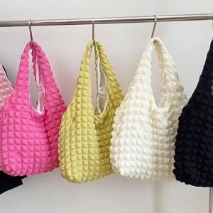 Ready stock Msia⭐033 Puffy Big / Small Hobo Plaid Shoulder Bags Summer Underarm Bags Handbag Women Lightweight