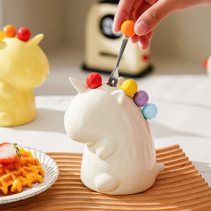 Elegant Stainless Steel Unicorn Fruit Fork Set Cute Home Decor Small Forks for Living Room Storage Canister Fruit Tag Set
