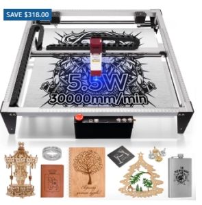 LUNYEE เครื่อง4040เลเซอร์ CNCเครื่องแกะสลักเลเซอร์10W/5.5W เลเซอร์3แกนกรอบอะลูมิเนียมล้วนสำหรับแกะสลักไม้โลหะอะคลิลิกการตัดการบด DIY 40*40CM