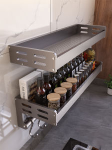 ตู้ครัวแบบติดผนังหลายชั้น ไม่ต้องเจาะรู อุปกรณ์ปรุงรสและเครื่องปรุงรสสำหรับห้องครัวแบบอเนกประสงค์