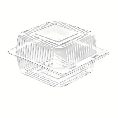 50/100PCS Transparent Cake Box Plastic Square Takeaway Box Bread Fruit Salad Biscuits Baking Desserts Disposable Food Containers