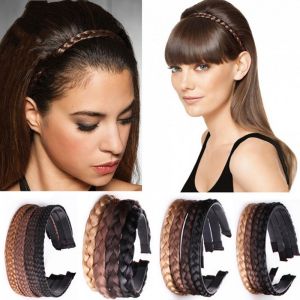Women Synthetic Wig Twist Braided Hair Bands Fashion Braids Hair Accessories Bohemian Nature Headband Stretch for Party