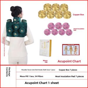 Pure Copper Multi-Functional Four-Unit No-Smoke Moxibustion Box Portable Home Use Warm Moxibustion Equipment Dehumidifying Cold Exclusion Waist And Abdomen Aromatherapy Device