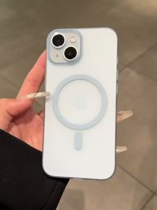 Kabut Es Frosted MagSafe Magnetic Ultra Tipis Hard Phone Case For iPhone 17 16 15 Pro Max Plus 16e 14 13 12 11 Pro Max Wireless Charging Solid Color Shockproof Phone Cover Matte Translucent Anti-fingerprint Phone Casing