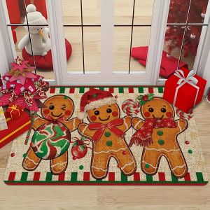 VIKAMA Giáng Sinh Bánh Gừng Người Doormat Mềm Chào Mừng Thảm Phòng Khách Phòng Ngủ Ngoài Trời Trang Trí Nhà Máy Làm Bằng Polyester