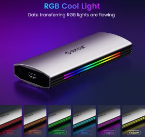 ORICO RGB 10Gbps M2 NVMe SSD Enclosure Aluminum USB3.1 Gen2 Case for M/BKey Solid State Drive for Gamer Video Editing