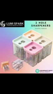 2 HOLE SHARPENERS Pastel Series | Compact and Tidy Geometric Pencil Sharpener | LUMISPARK Selection