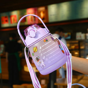 WIN WIN Shop High Quality 1300ML PASTEL Motivational Water Bottle with Time Marker & Straw BPA