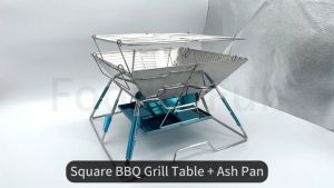 Portable BBQ Grill Table With Ash Pan Non-Stick Surface Stainless Steel Folding Camping Picnic/Meja Besi Pemanggang BBQ