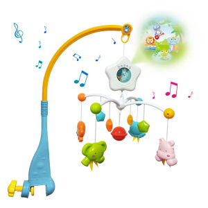 Baby Crib Mobile with Music and Lights Musical Hanging Rotating Projection Toys  Bed Bell with Animal Rattles Newborn Gift