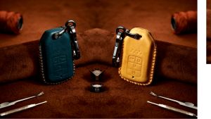 Bao da chìa khóa Handmade SH 150i / SH 350i 2 nút bấm da bò thật dạng dẹp