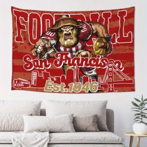 Tấm Thảm Bóng Đá VIKAMA San Francisco 49ers Dành Cho Người Hâm Mộ Phong Cách Thể Thao Dành Cho Bé Trai Trang Trí Phòng Treo Tường Polyester Tác Phẩm Nghệ Thuật Hoạt Hình