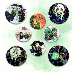 Cartoon Die of Death Round Badge Lapel Pins for Backpacks Briefcase Laser Brooch Clothes Gifts