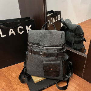 Casual Denim Double Shoulder Bag Large Capacity for Women Student Travel Hiking Backpack Leisure Style Zipper Closure Lightweight Waterproof