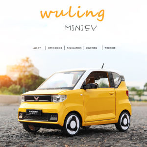 【WJ】1: 18 Wuling Hongguang miniev alloy diecast car model  with sounds and light pullback car toy for kids boy children collection gift