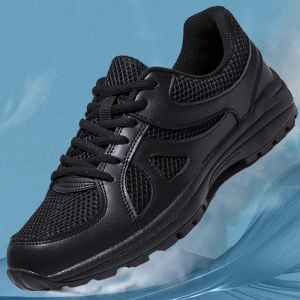 Mens Training Running Shoes Breathable Mesh Shock Absorption Anti-slip Rubber Outsole Fitness Sports Shoes Black Full Black