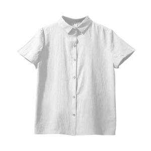 Áo Sơ Mi Vải Lanh Cotton Dáng Rộng Tay Ngắn Mùa Hè Mới Phong Cách Nghệ Thuật Cổ Polo Cài Nút Dài Thường Màu Trơn