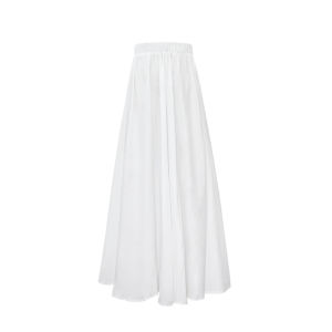 Zhengmeng กระโปรงทรงหน้ากระโปรงซับในใส่ด้านในใส่ในชีวิตประจำวันสีล้วนความยาวปานกลางเอวยางยืดสีขาวสีดำรุ่นบางใส่ช่วงฤดูร้อนสำหรับผู้หญิง