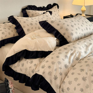 Pure Cotton French Style Bedding Set Cat Person Lace Trimmed Quilt Cover Sheet Bed Canopy Dormitory Bedding Four Piece Set