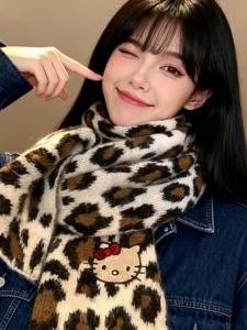 Women Warm Thick Winter Autumn Korean Style Leopard Pattern Scarf