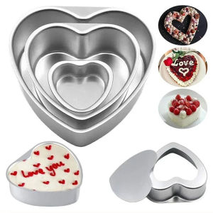 YESPERY 3/4Inch Heart Cake Pan Baking Mold Cake Bakeware DIY Baking Tray Removable Bottom Aluminum Cake Pan Kitchen Tool