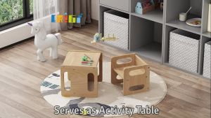 Solid Wood Montessori Weaning Table and Chair Set Quality Rubberwood Toddler Table and Chair Set for 1-3 Year Old