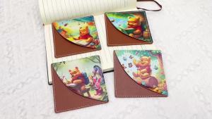 Bandai | Winnie The Pooh Leather Corner Bookmark Thiết Kế Hình Học Dành Cho Những Người Yêu Sách Đọc Sách Thư Viện Nghiên Cứu Quà Tặng Sinh Nhật Giáng Sinh