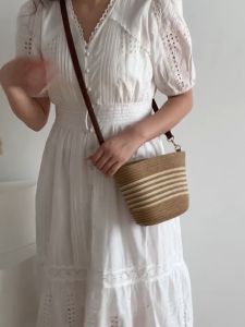 กระเป๋าทอมือสไตล์ฝรั่งเศสที่ทันสมัยพร้อมซับในซิปกระเป๋ามินิกันน้ําสําหรับเยาวชนกระเป๋าสะพายข้างทุกวัน