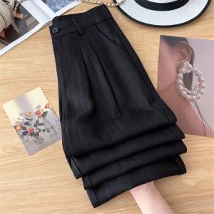 Stylish French High-end Loose Waistband Sagging Cotton Linen Wide Leg Trousers