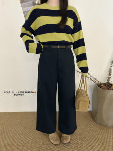 High Waist Thickened Straight Leg Cotton Casual Pants Womens Autumn 2025 Versatile Washed Cotton Casual Trousers