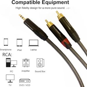 【1.5m/3m/5m】3.5mm to 2 RCA audio cable for phone headphone speaker black 3.5mm Jack stereo to 2 RCA Male Aux Audio Cable Wire