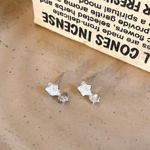Elegant Blue Star Zircon Silver Needle Womens Earrings Trendy Fashion Jewelry Ear Decorations High-End Sensation New 2025