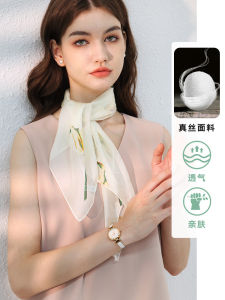 Silk Scarf Womens Winter Thin Neck Protection Square Scarf Short Neck Warmer Digital Spray Painting Korean Style Scarf