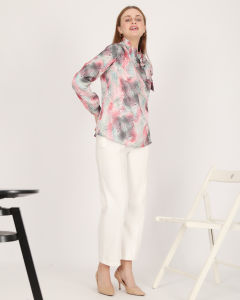 FAME - Blouse Wanita Lengan Panjang Multicolor Print - 9211383