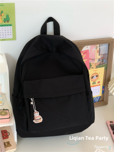 Ins-Style Japanese Simple Matching Large Student Bookbag for Girls High School and Middle School Pure Color Double Shoulder Bag