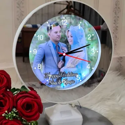 SEHARI JADI jam meja Cermin mirror kaca magic ajaib frame foto lampu LED hadiah kado gift hampers custom ultah anniversary wisuda wedding kado valentine natal unik mewah lucu bentuk bulat love bunga flower aesthetic