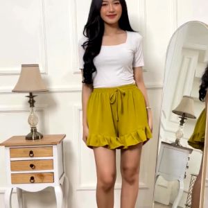 Celana Pendek Hotpants Ruffle Crinkle Airflow Premium Model Rempel Bisa COD