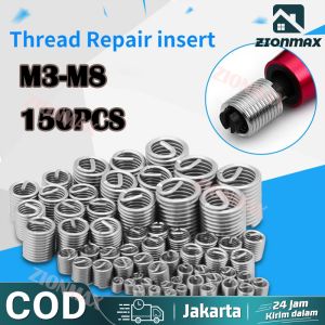 150Pcs/Set M3-M8 Recoil Helicoil BAUT KUNCI Thread Insert Screws Stainless Steel