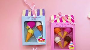 Bộ Tẩy Hình Bánh Ngọt Dễ Thương Sáng Tạo Bộ Văn Phòng Phẩm Gồm 4 Cục Tẩy Hình Hoạt Hình Dành Cho Trẻ Em Kèm Hộp Quà Tặng