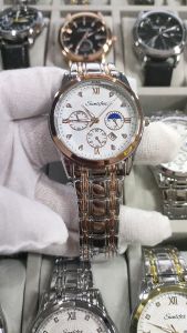 Sunlifex Jam Tangan Pria Original Tampilkan Tanggal Bercahaya Tali Stainless Steel Jam Tangan Cowok 9004A
