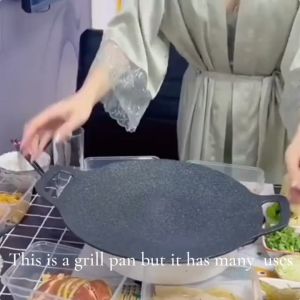 BBQ Grill Pan 38CM Korean Non Stick Indoor Outdoor BBQ Grill Pan for Gas Stove for Induction Stove for Ceramic Cooker Kitchenware