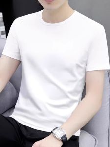 ROMON | Loose Casual Round Neck Short Sleeve T-Shirt Mens Spring Summer New Style White Top Romon Brand Cotton Polyester Blend