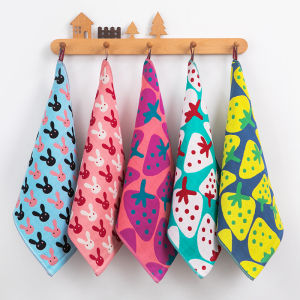 ผ้าเช็ดหน้าเด็กผ้าฝ้ายแท้แบบพับได้ ผ้าเช็ดหน้าแบบแขวน ผ้าเช็ดมือ ผ้าเช็ดหน้าเด็กลายการ์ตูน ผ้าเช็ดหน้าสำหรับใช้ในบ้าน