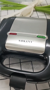 Sokany 750W Sandwich Maker KJ-108 with Non-stick Coating Compact Breakfast Machine
