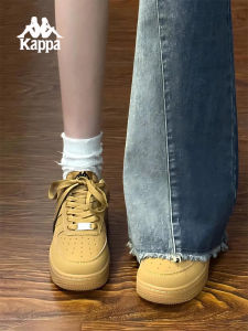 Kappa Womens Retro Thick Bottom Sneakers Spring New Style Casual Cross Strap Waterproof Platform Casual Shoes for Couples