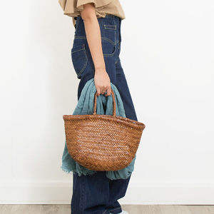 French Style Top Layer Cowhide Woven Handbag for Women Casual Japan and South Korea Style Soft Shoulder Strap Double Root Lining