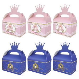 12PCS Princess Prince Birthday Theme Party Gift Candy Cake Handheld Box