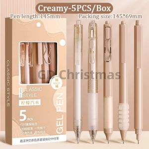5Pcs 7Pcs/box Retractable Pen 0.5mm Black Ink ballpen gel pen Office Supplies Kids Stationery Gift