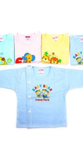Bộ 3 áo sơ sinh tay Ngắn/ Dài Màu bác sĩ cúc lệch cho bé từ 0 - 12 tháng