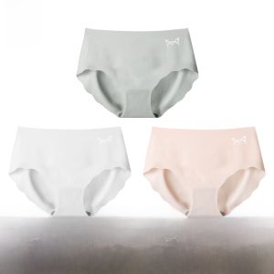 miiow | Cat Woman Seamless Ice Silk Cotton Lined Antimicrobial Thin Mid Waist Sports Underwear Breathable Triangle Shorts For Women